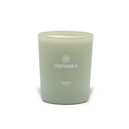 Harmonea geurkaars – frisse mix van bergamot, jasmijn en roos in eco-luxe glas