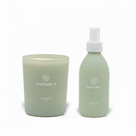 Harmonea Starter Duo – bundel met geurkaars en roomspray, fris en fruitig